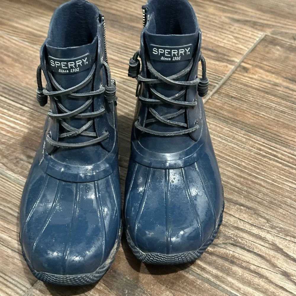 Sperry Navy Salt Water Duck Rain Boots - Picture 5 of 8